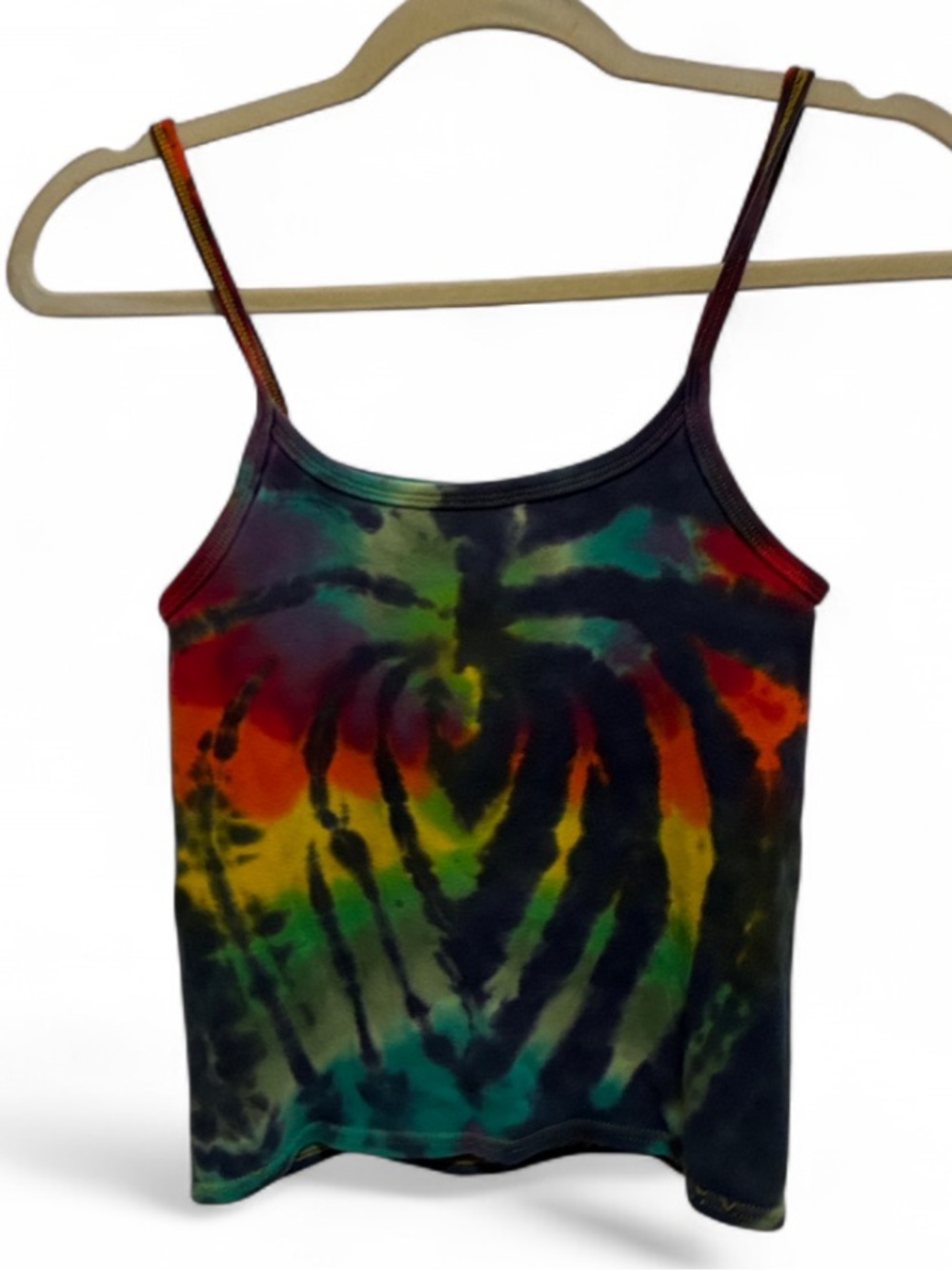 Boho Tie-Dye Rainbow Spaghetti Strap Tank Top